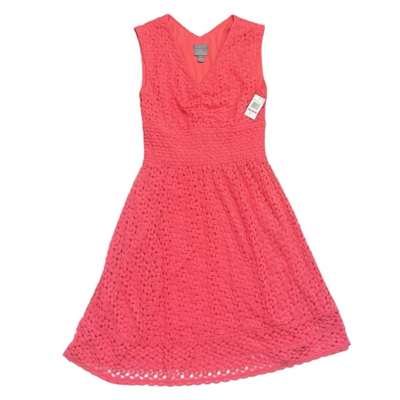 NWT Rabbit Coral Lace Overlay Full Coverage A-Line Dress sz S - Picture 2 of 11